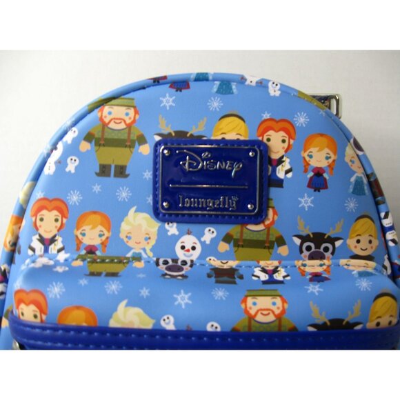 Disney Loungefly Frozen-Themed Mini Backpack With Characters & Snowflakes Print - Picture 2 of 3
